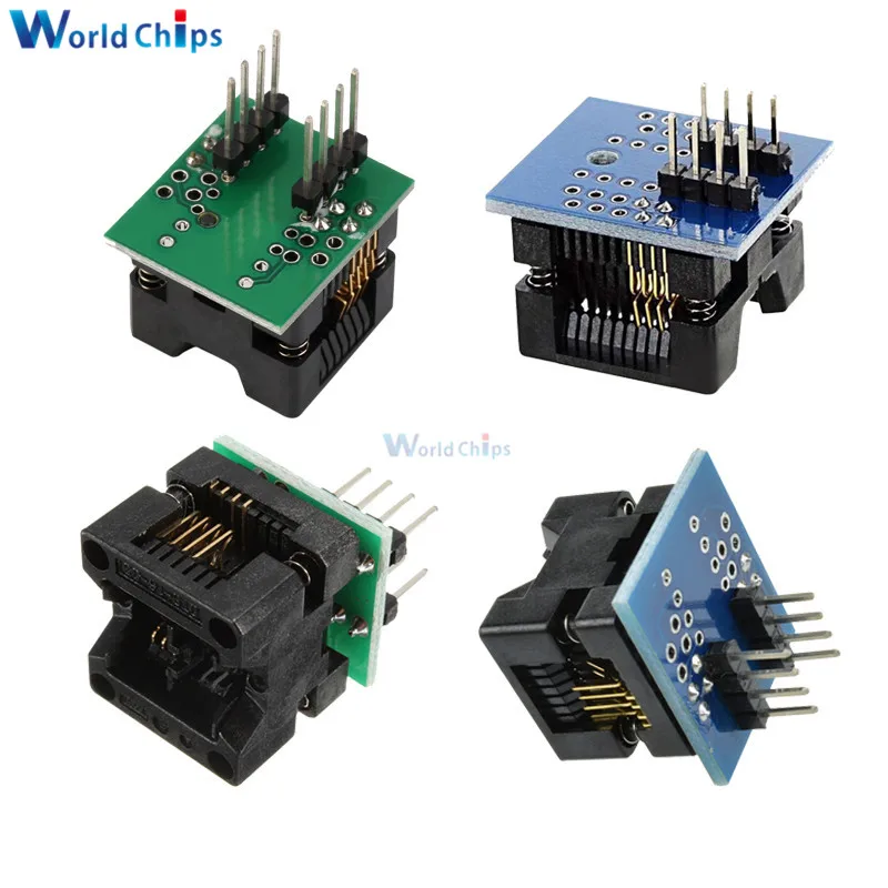 Программаторный адаптер SOIC8 SOP8 К DIP8 IC, умная электроника с широким седлом, 150 мил, 200 мил, синий/зеленый цвет - изображение