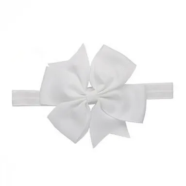 100pcs/lot latest double layered grosgrain ribbon bow elastic headband knitting sharp bowknot