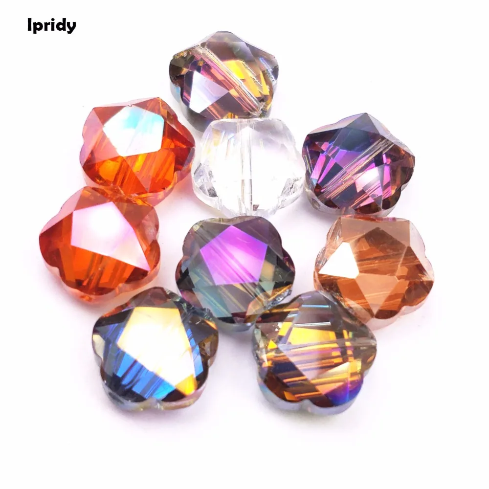 

20 pcs/lot 14mm Plum Blossom Glass Diamond Crystal Beads Cut Rhinestones Straight Hole Loose Beads For Fashion jewelry Making