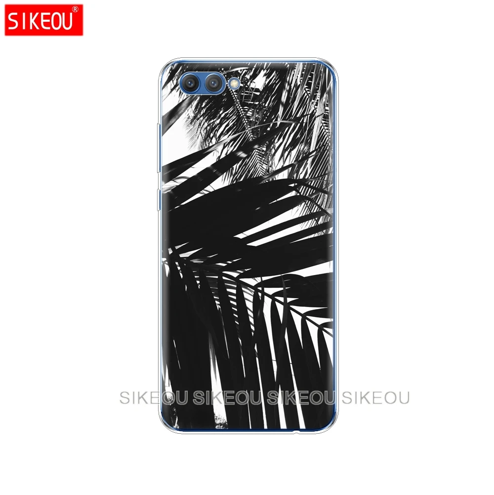 Силиконовый чехол для Huawei Honor 10 V10 3c 4C 5c 5x 4A 6A 6C pro 6X 7X 6 7 8 9 LITE черный белый с пальмами