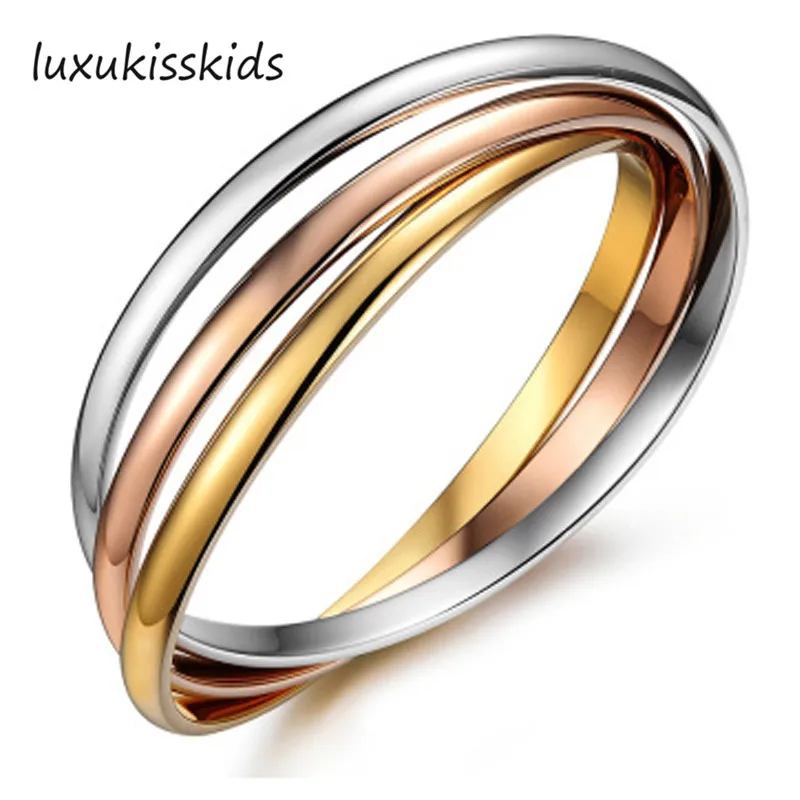 LUXUKISSKIDS 3 шт./компл. круглые браслеты из нержавеющей стали Женские аксессуары