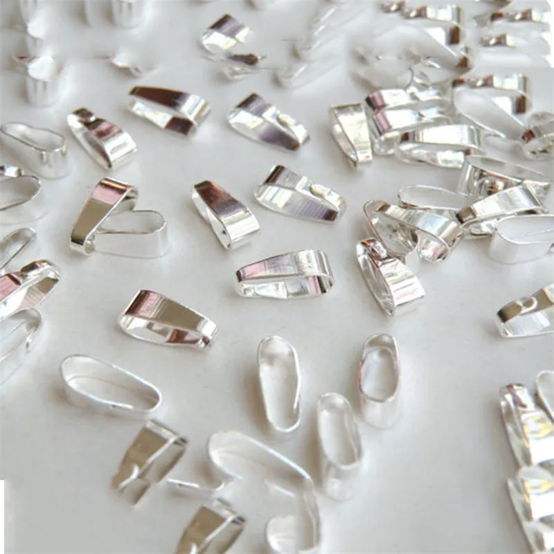 Silver plated 100Pcs Metal Snap Clip Pinch Bails for Pendant Jewelry Making Clasps Connector Findings DIY Necklace - Цвет: Silver plated
