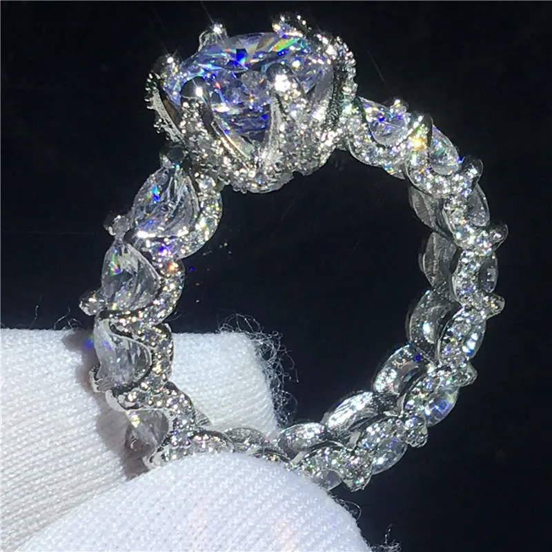 Винтажное кольцо обещания 3ct AAAAA Cz камень серебряного цвета обручальное для