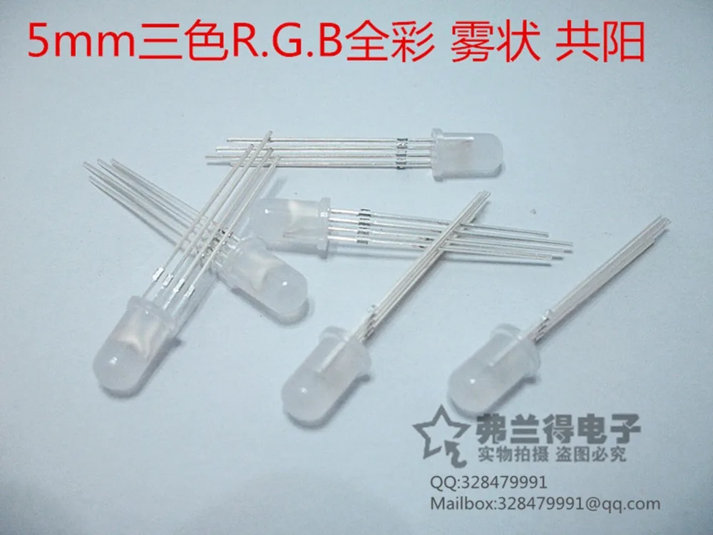 

5mm RGB LED Common Cathode Tri-Color Emitting Diodes F5 Diffused Free shipping 100pcs/lot