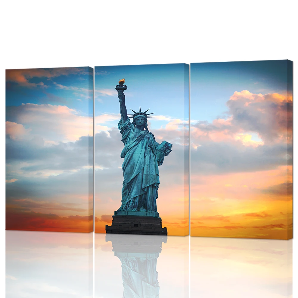 3 шт. холст настенная живопись Нью Йорк Статуя Свободы фотография США Landmark Sunrise