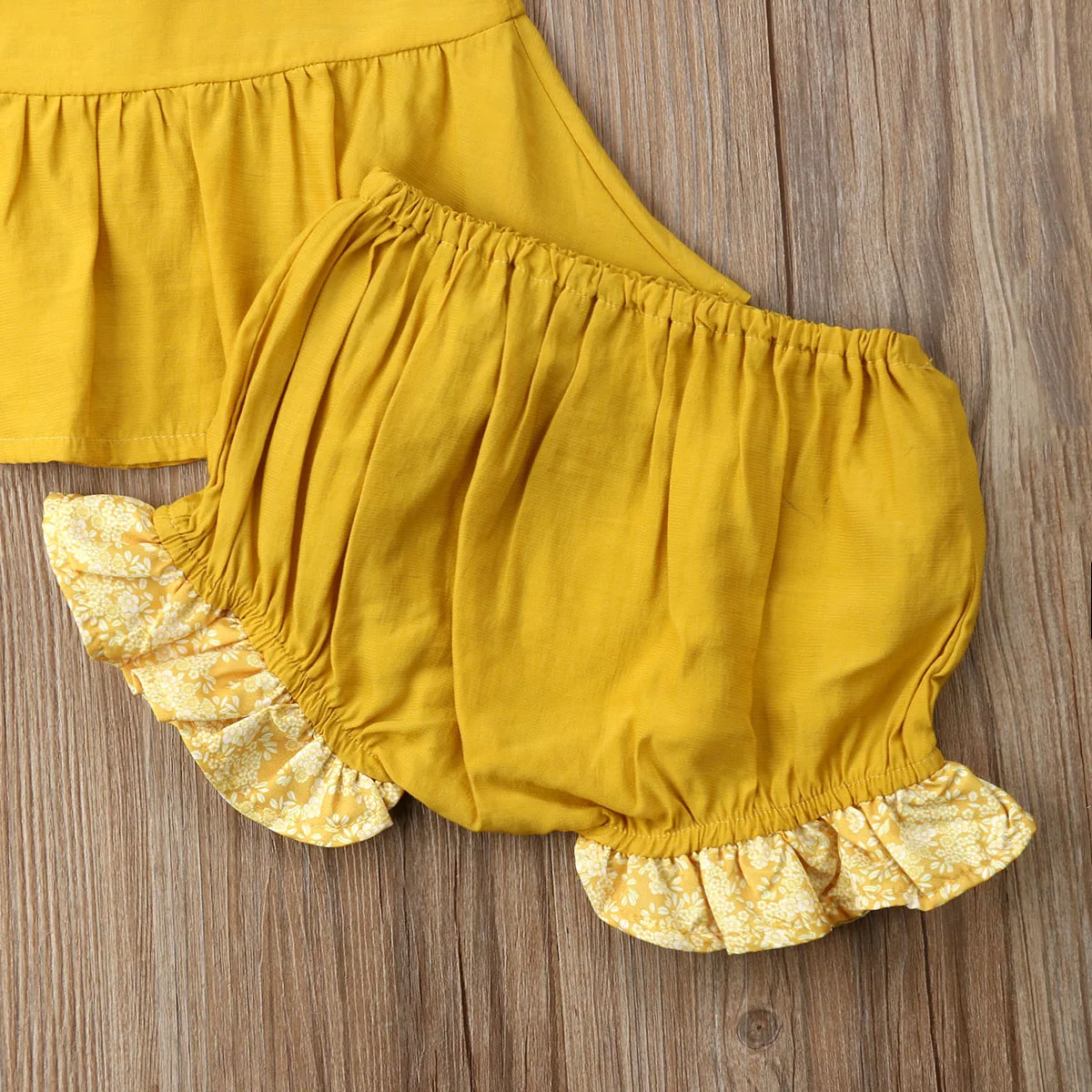 Летние желтые топы для новорожденных девочек с рукавами-летучими рукавами и