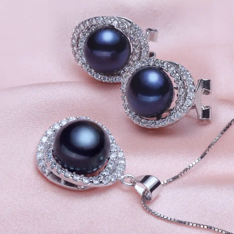 

Set of huge 11-12mm Natural Tahitian genuine black perfect pearl earring pendant