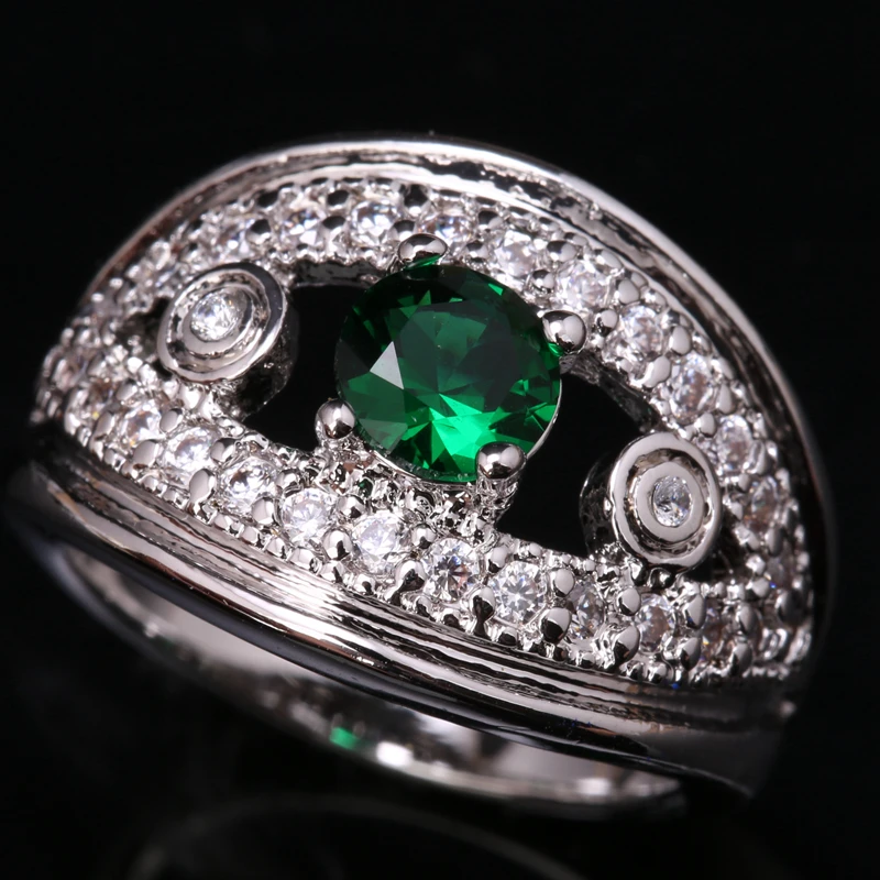 Refreshing Good-Looking Green Cubic zirconia Gems 925 Sterling Silver Jewelrys Solitaire Rings US# Size 6 7 8 9 S1554 | Украшения и
