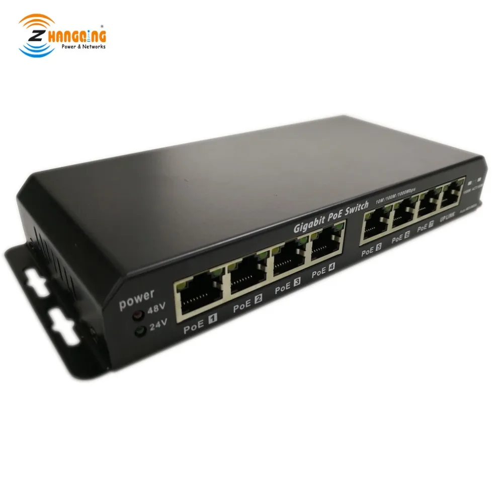 PoE Ethernet коммутатор 1000 Мбит/с пассивным на 7 портах 1 Uplink 24В 48В режим A Режим B
