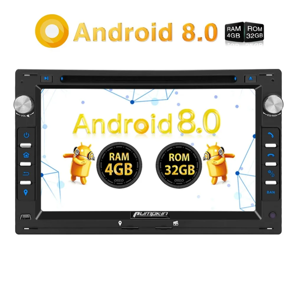 Тыква 2 Din 7'ɺndroid 8 0 автомобильный dvd-плеер GPS Навигация FM Rds радио стерео для