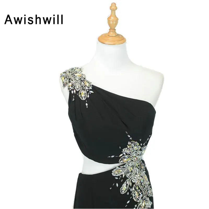 Новое поступление Черное длинное вечернее платье 2020 с открытой спиной