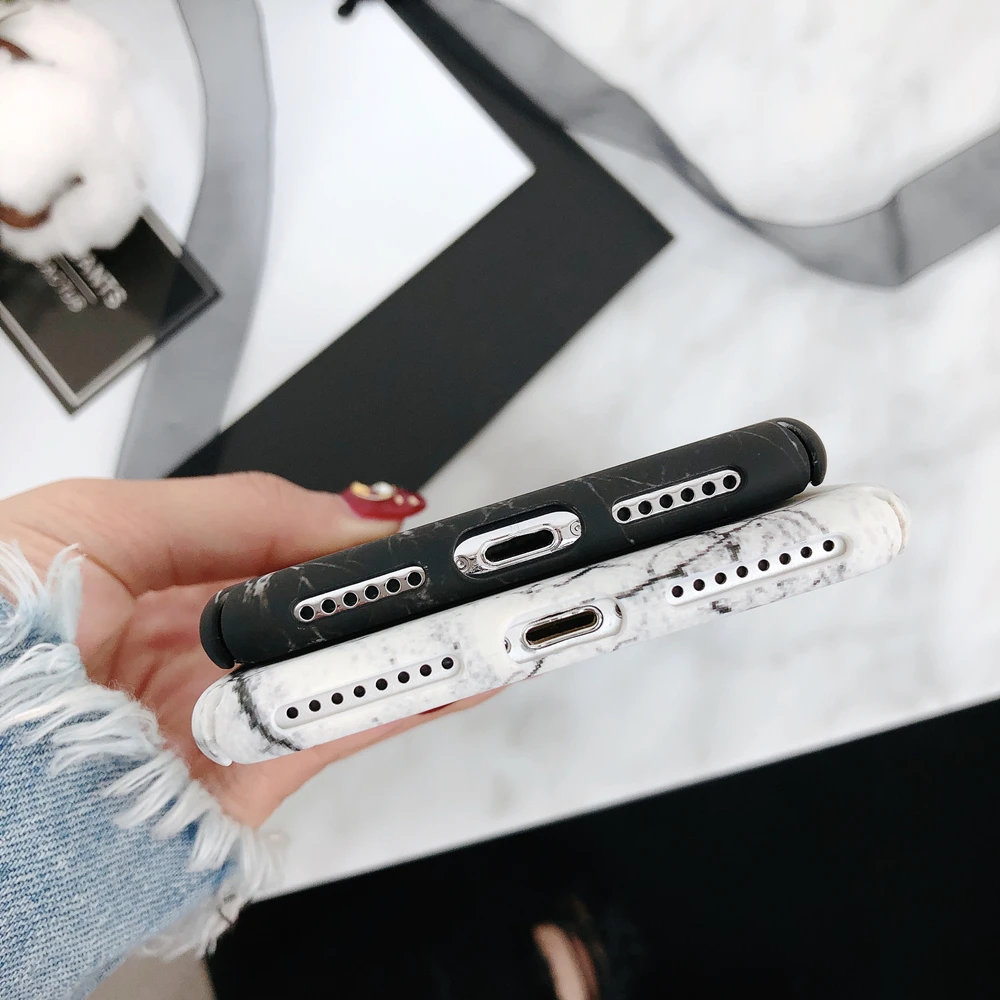 Case For iPhone 6 6S 7 8 X Fundas Luxury Hard Black White Marble Cover 6/6S/7/8 Plus Protective Shell Coque | Мобильные телефоны и