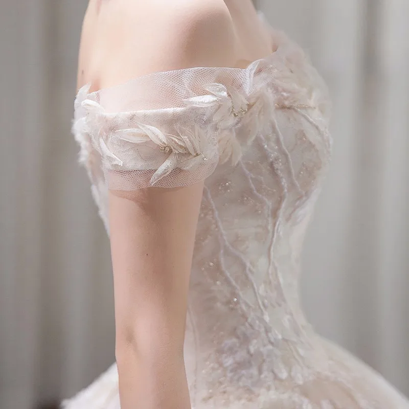 Darlingoddess Vestido De Noiva Королевский Шлейф милое бальное платье Свадебные платья аппликации цветы винтажные кружевные платья невесты