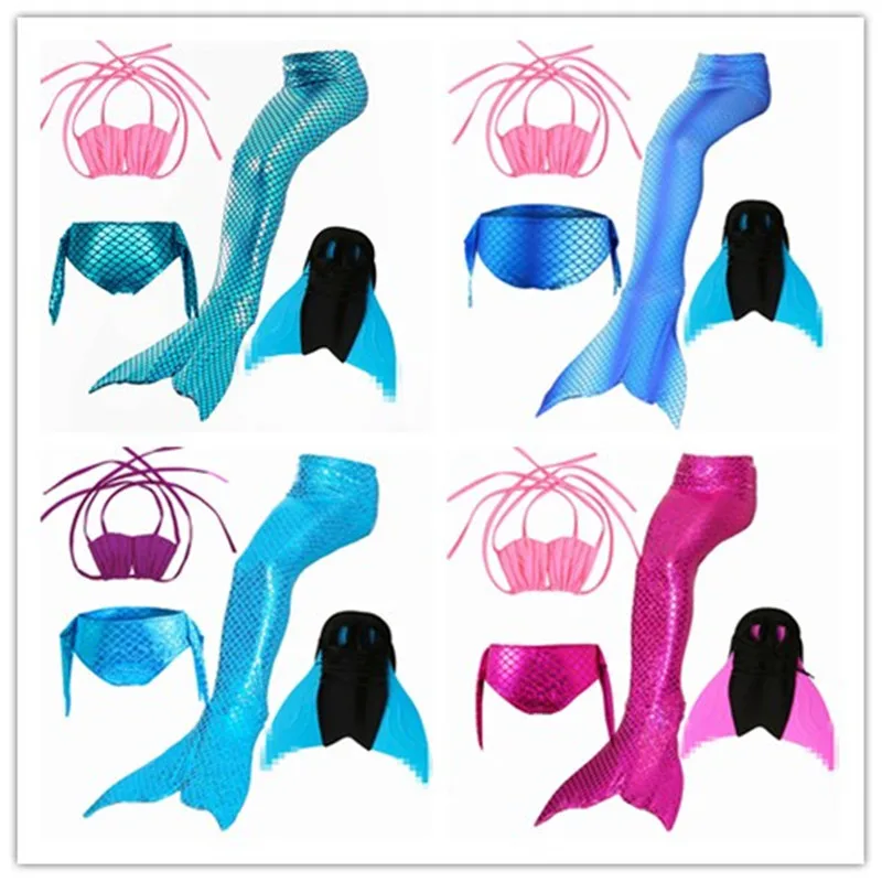 4 шт./компл. хвост русалки костюм для костюмированной вечеринки маленьких девочек