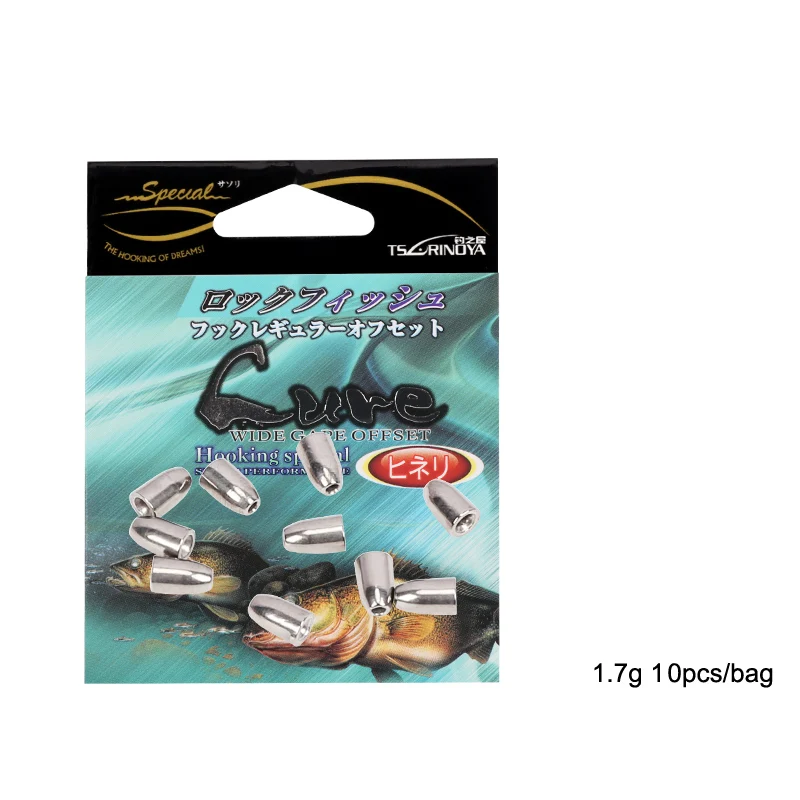 1.7g TSURINOYA рыболовное грузило из вольфрамовой стали, 1,7 г/5,25 г/7 г, в форме пули, вес для рыбалки, для техасской снасти, приманки, рыболовные аксессуары - Цвет: 1.7g