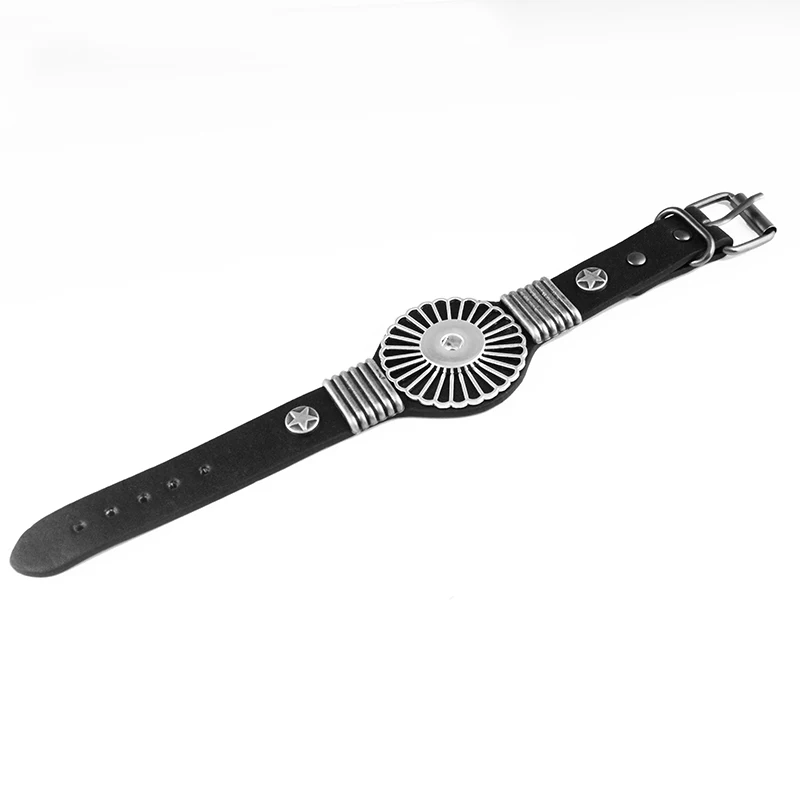 New punk leather Army Air force Vintage Metal 18mm snap button bracelet For Men Jewelry Free shipping MB1588
