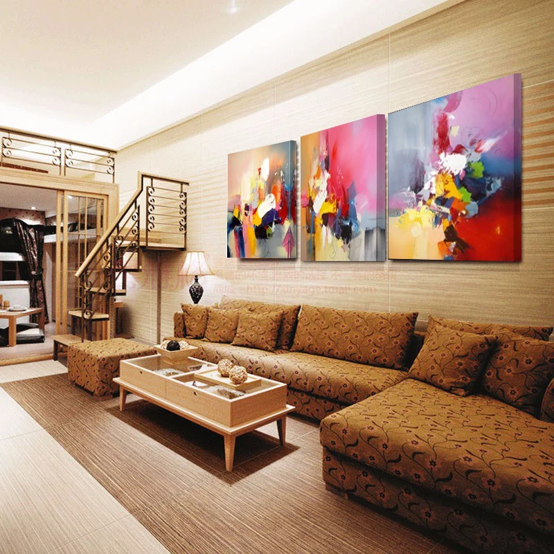 Без рамки Красочный Абстрактный Настенный декор Современная картина маслом на