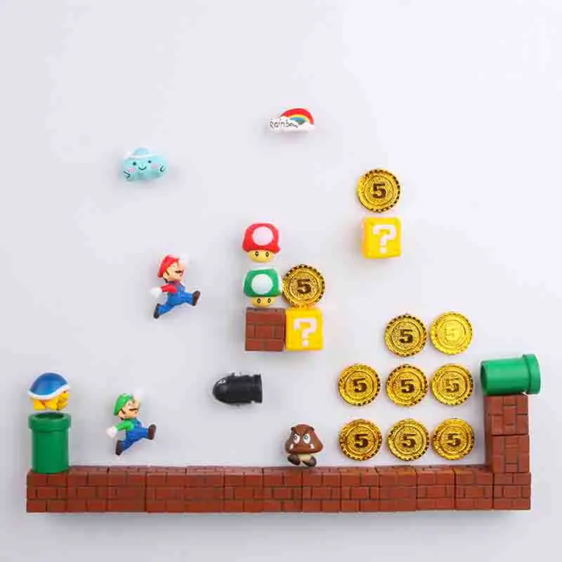 Новая комбинация 3D Super Mario Bros. Магниты на холодильник стикер сообщений домашний декор детские игрушки подарок на день рождения