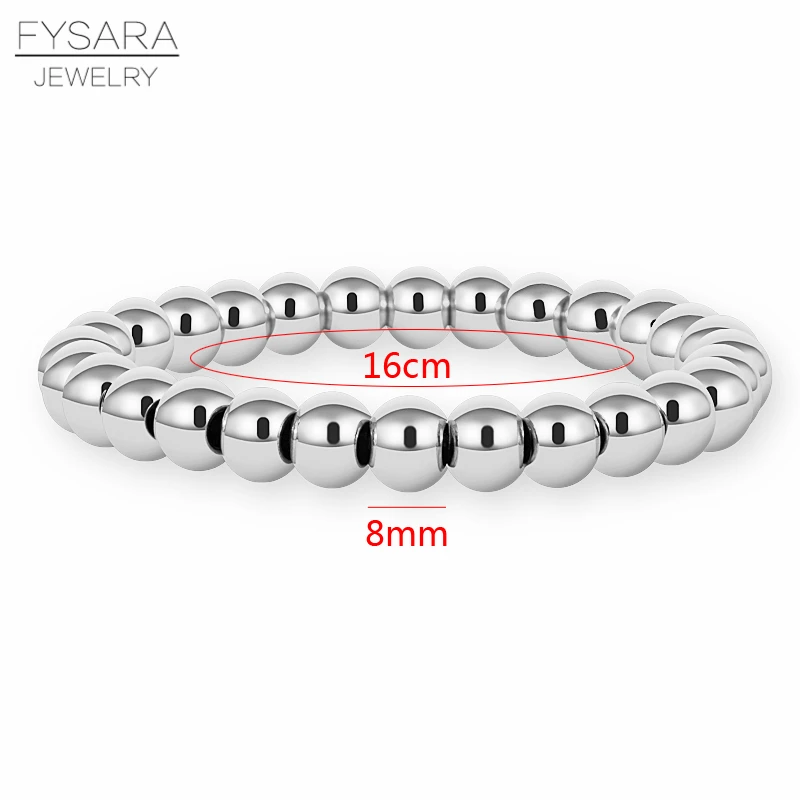 FYSARA 6/8 мм Нержавеющая сталь золото Цвет бисером Браслеты& браслеты для Для женщин Для мужчин ювелирные изделия байкер браслет велосипед бисера растягивающийся браслет