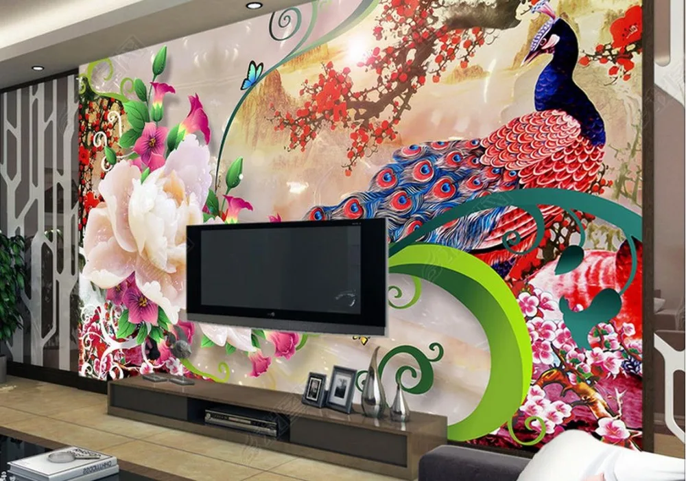 3d обои для гостиной на заказ Роскошная настенная бумага резьба по нефриту пион