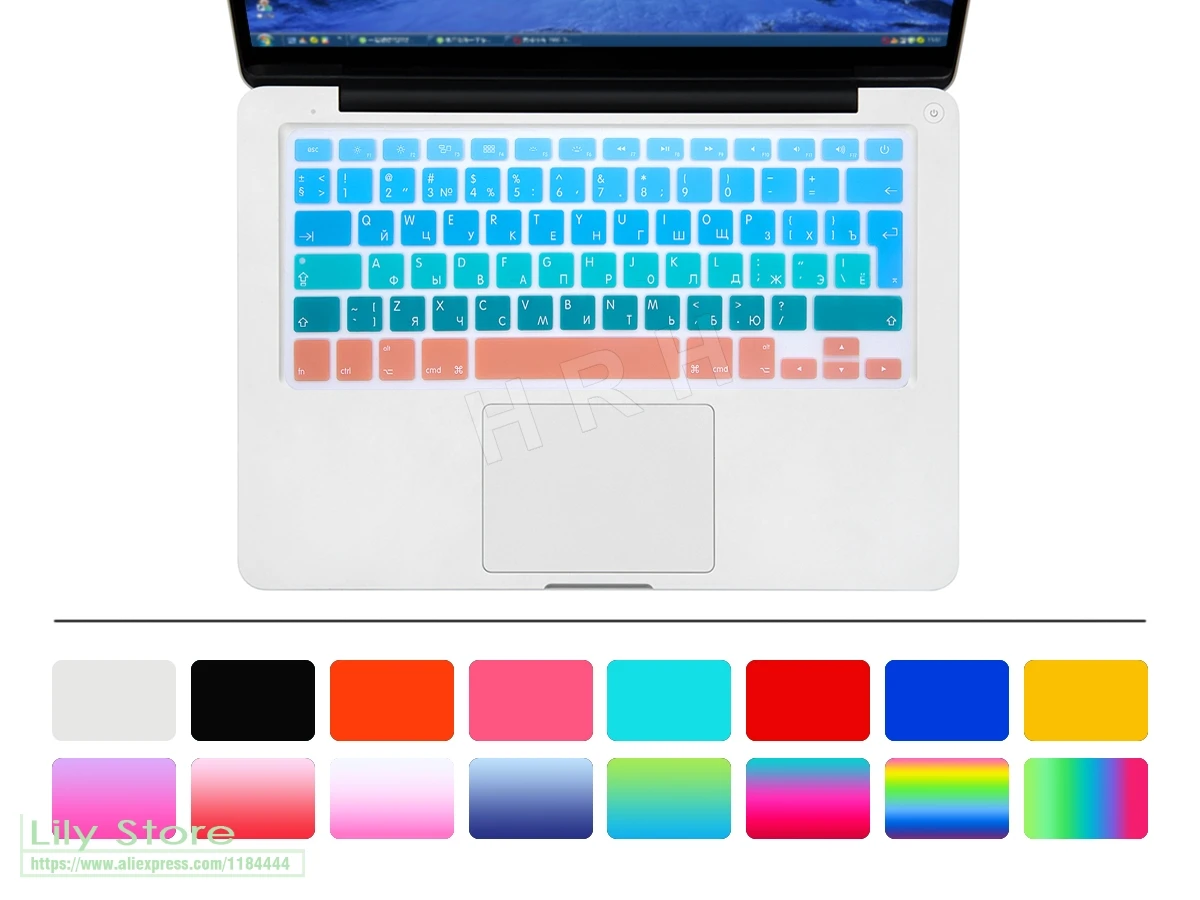 Силиконовый чехол с радужной клавиатурой для MacBook Air Pro Retina 13 15 17 до 2017 г.|rainbow keyboard
