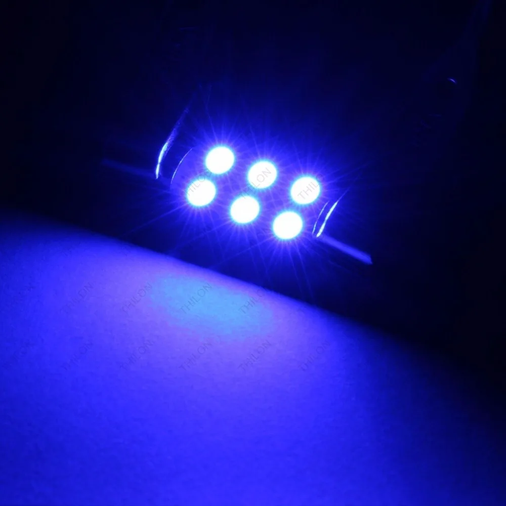 Набор 10 Azul/Branco/Vermelho Lampada Torpedo 6 светодиодов Smd 5050 Luz De Teto/placa 36 мм 39 41 42 | Автомобили и