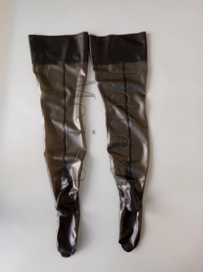 Прозрачные черные плотные чулки из 100% натурального каучука декоративные с