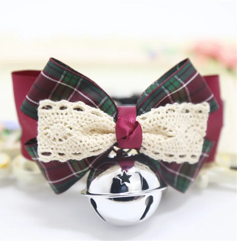 Ошейник для домашних животных ошейник собак Тедди зеленый кружевной бант Кот