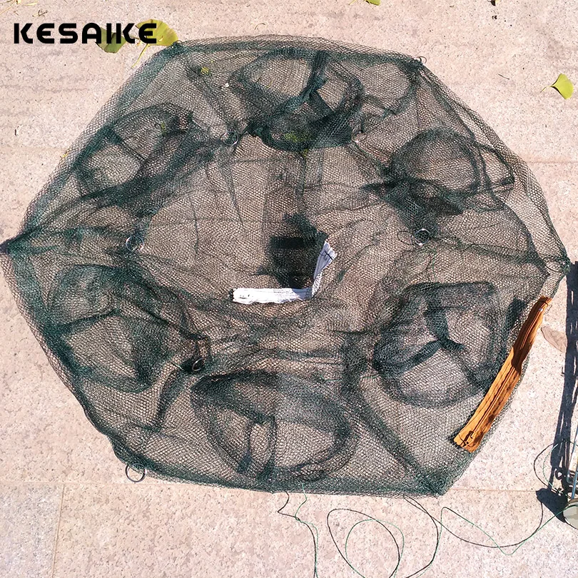 KESAIKE ручная Складная портативная рыболовная сеть с 6 отверстиями Ловушка для