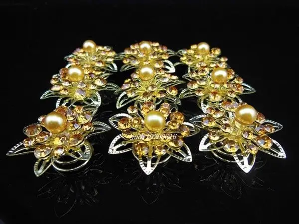 

20 Pcs Gold Crystal Pearl Wedding Bride Prom Hair Twists Spins Pins Hair Clip F3 //FREE SHIPPING
