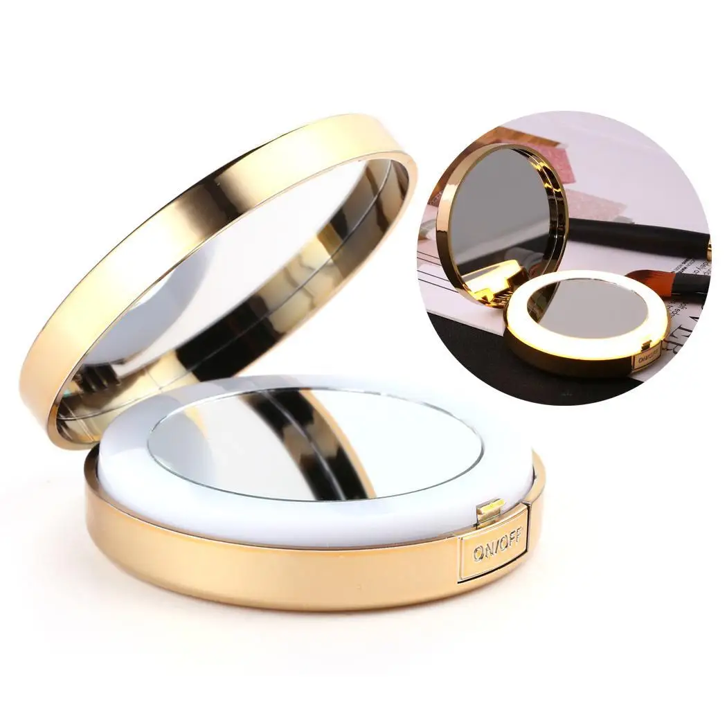 Mini LED Fill Light Makeup Mirror USB Charge Round HD Cosmetic Mirrors Home Travel Outgoing Portable Looking Glass Tools | Красота и