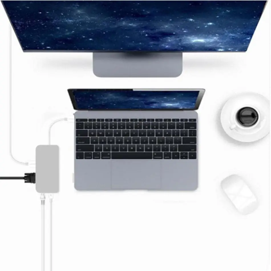 Многофункциональный USB3.0 концентратор адаптер тип-c к HDMI/VGA/RG45 Gigabit LAN/USB3.0/PD конвертер портативный USB-C концентратор для Apple MacBook