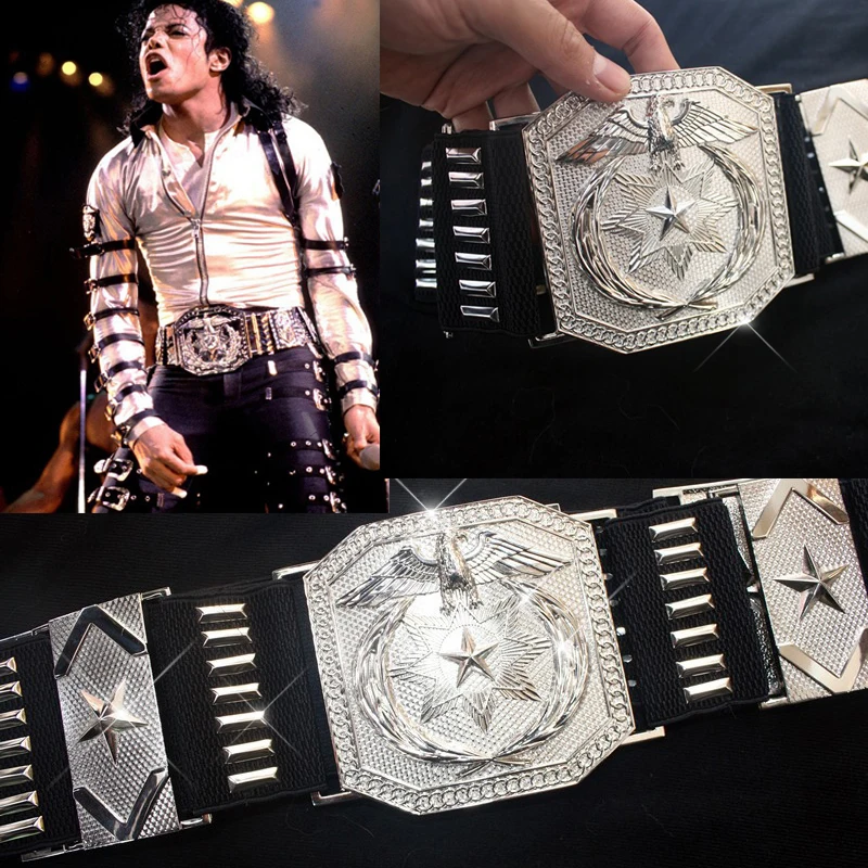 MJ Michael Jackson-Cinturón de aleación de plata Punk, clásico, concierto Vocal, militar, Águila del Ejército de EE. UU., pretina grande, Japón en los años 1980
