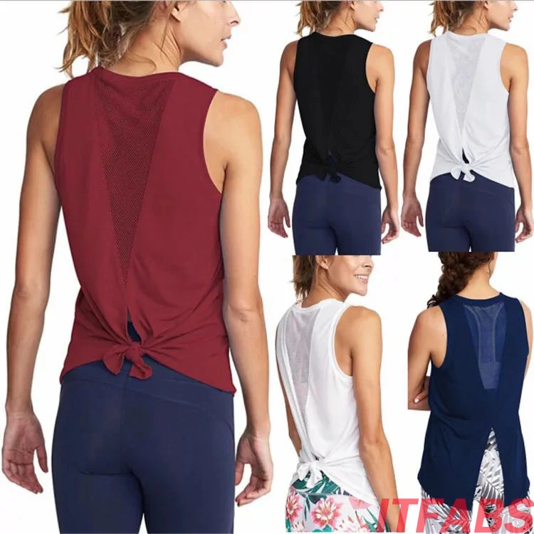 Women Sport Vest Fitness Tank Top Athletic Undershirt Yoga Gym T-Shirt Quick Dry