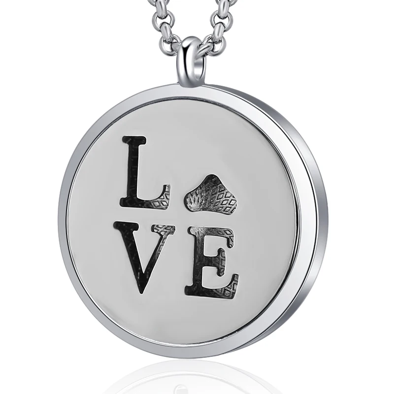 

2019 New Aroma Diffuser LOVE Necklace Perfume Essential Oils Diffuser Locket Pendant Metal Stainless Steel Aromatherapy Jewelry