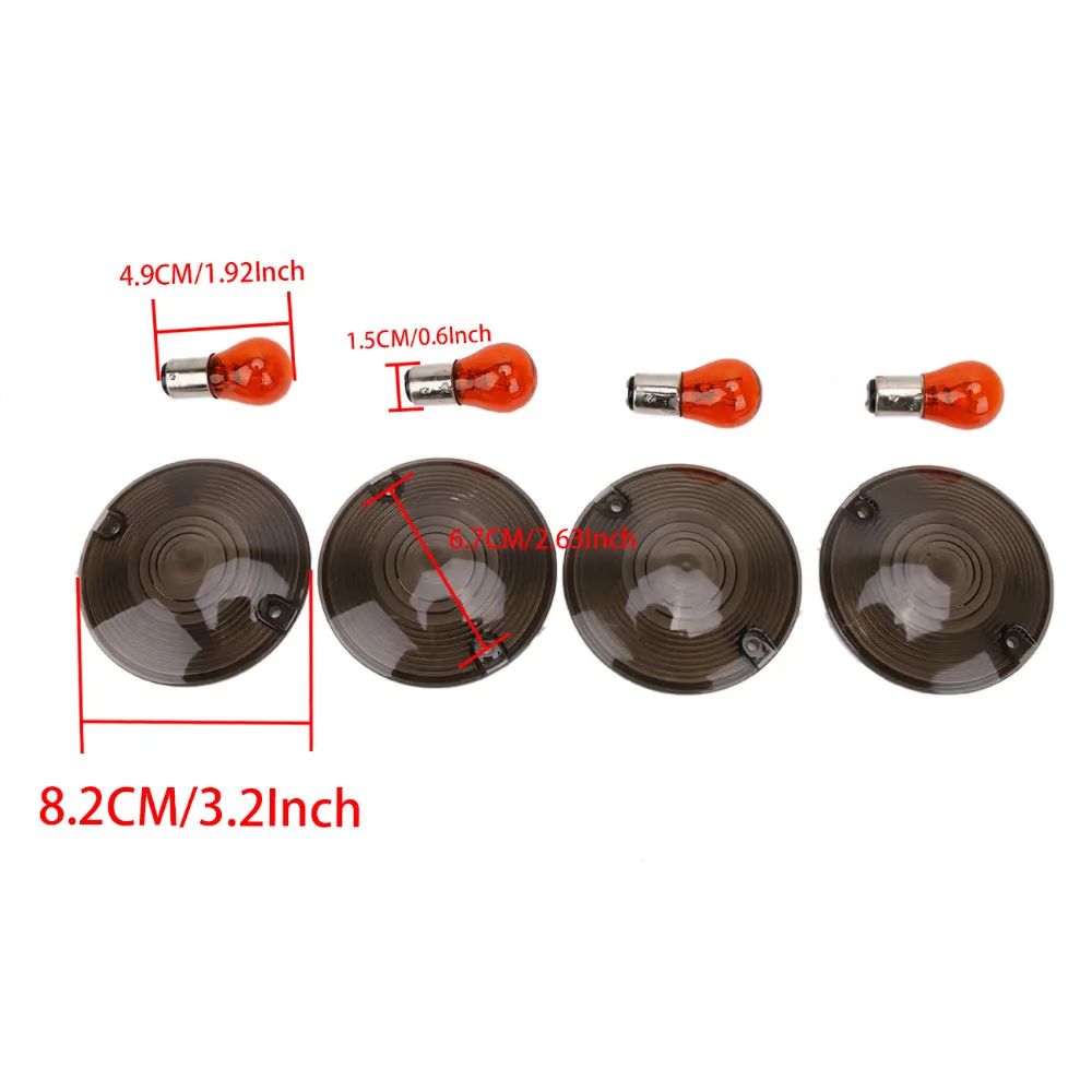 4x Smoke Turn Signal Light Cover Lens with Bulbs for Harley-Davidson HD Electra Glide Fatboy FLSTF FLHT FLSTC FLHR FLTCU #MBJ044 |