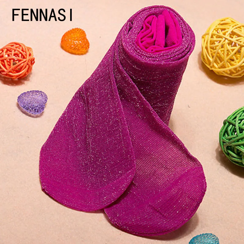Блестящие женские колготки FENNASI Глянцевые Серебряные яркие чулки Sil модные