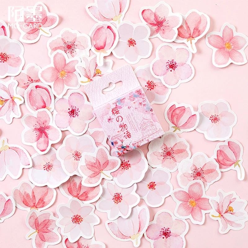 

45 Pcs/Lot Pink Sakura Petal Paper Sticker Decorative Diary Scrapbook Planner Stickers Kawaii Stationery School Supplies Escolar