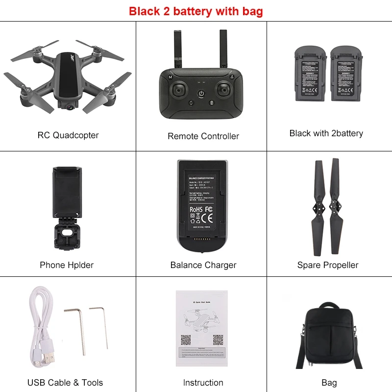 Black 2 battery Bag JJRC X9 Heron gps 5G WiFi FPV с камерой 1080P оптическое позиционирование потока высота удержания Радиоуправляемый Дрон Квадрокоптер RTF VS M69 - Цвет: Black 2 battery Bag