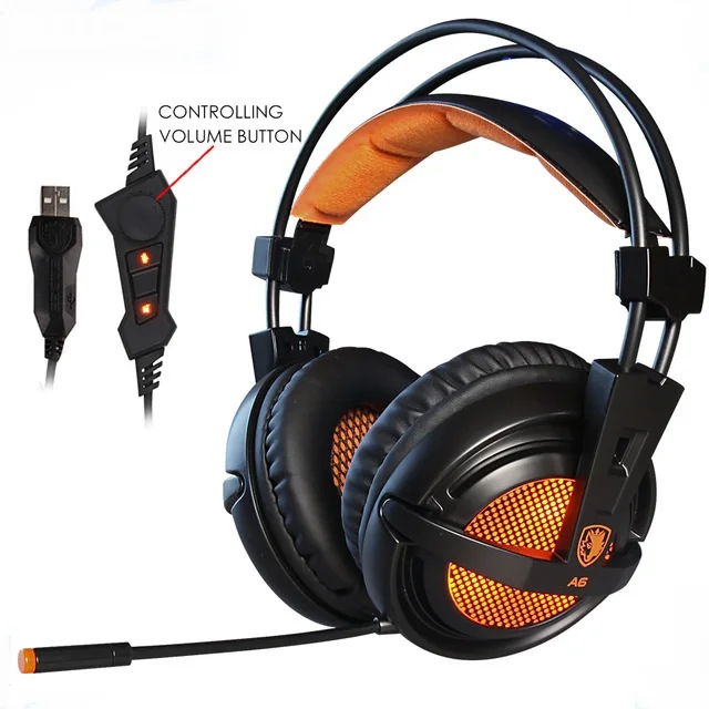 SADES A6 USB 7,1 стерео проводные Игровые наушники, игровая гарнитура с микрофоном, голосовое управление для ноутбука, компьютера, геймера