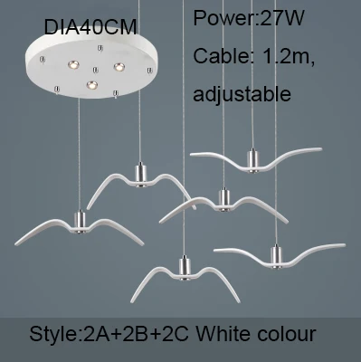 2A2B2C White DIA40CM Смола Brokis ночные птицы силуэт небо свобода птица Чайка подвесной светильник - Цвет корпуса: 2A2B2C White DIA40CM