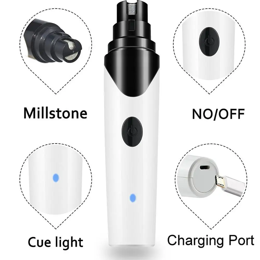 

Rechargeable Dog Nail Grinders USB Charging Pet Nail Clippers Quiet Electric Dog Cat Paws Nail Grooming Trimmer Tools