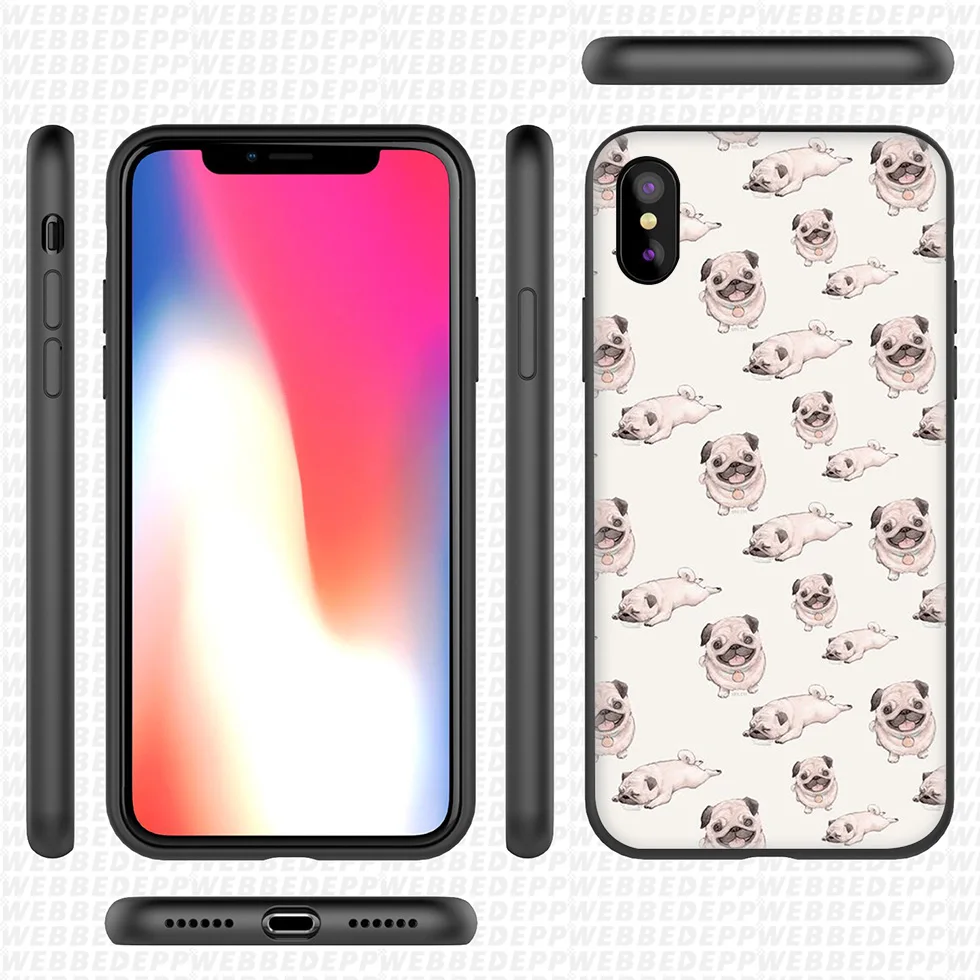 WEBBEDEPP Мопс Забавный Мягкий силиконовый чехол для iPhone 11 Pro Xr Xs Max X или 10 8 7 6 6S Plus 5 5S SE