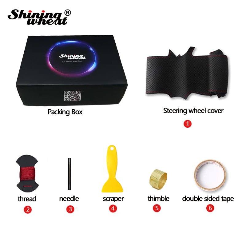 

BANNIS Black Leather Car Steering Wheel Cover for Skoda Octavia 2015-16 Fabia 2014 Rapid 2013-15 Superb 2013-2016 Yeti