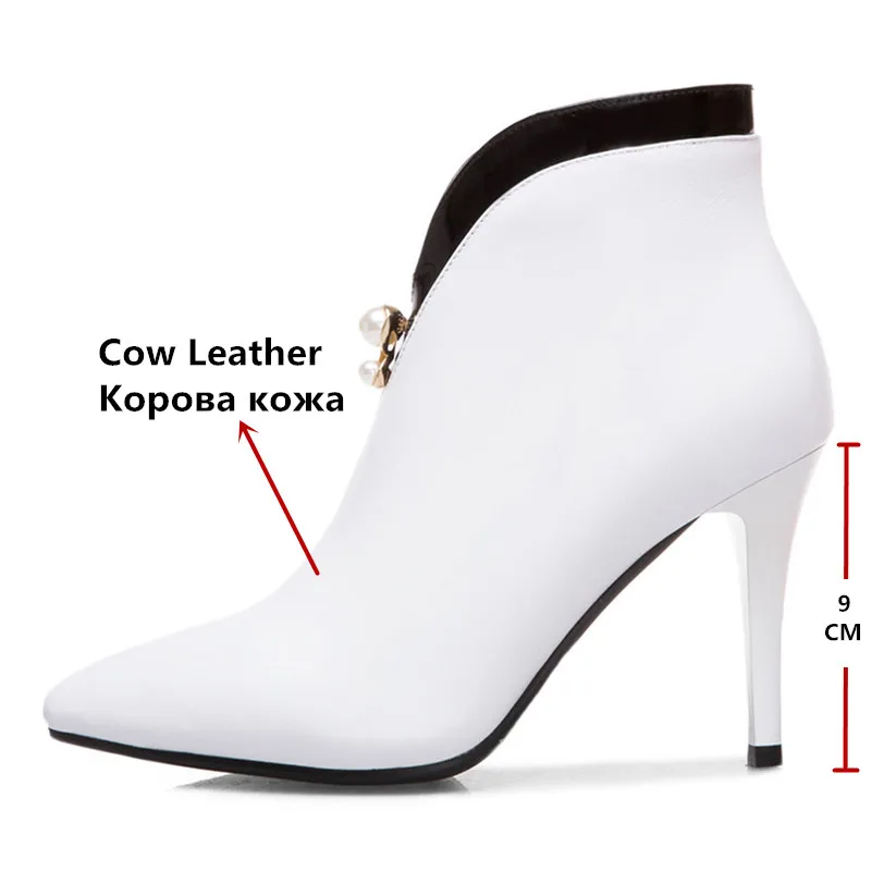 FEDONAS/модные женские ботильоны на высоком каблуке; сезон осень-зима; теплые вечерние туфли-лодочки с острым носком, Украшенные бусинами; женские короткие классические ботинки