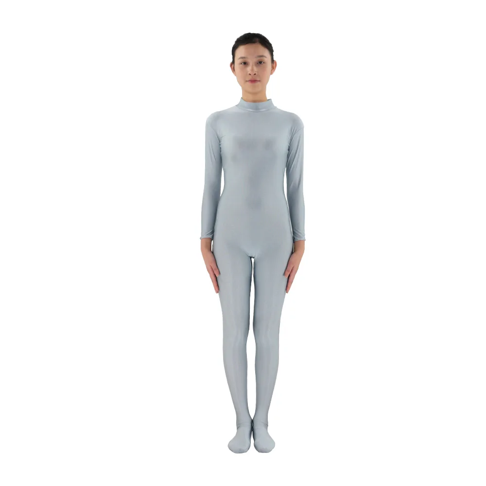 Комбинезон Zentai из спандекса для взрослых лайкры боди с высоким воротником и