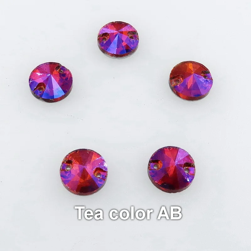A10 Tea color AB AB цвета стекло кристалл риволи круглой формы flatback с двумя отверстиями 6 размер Стразы для шитья ювелирный набор аксессуар для одежды сделай сам - Цвет: A10 Tea color AB