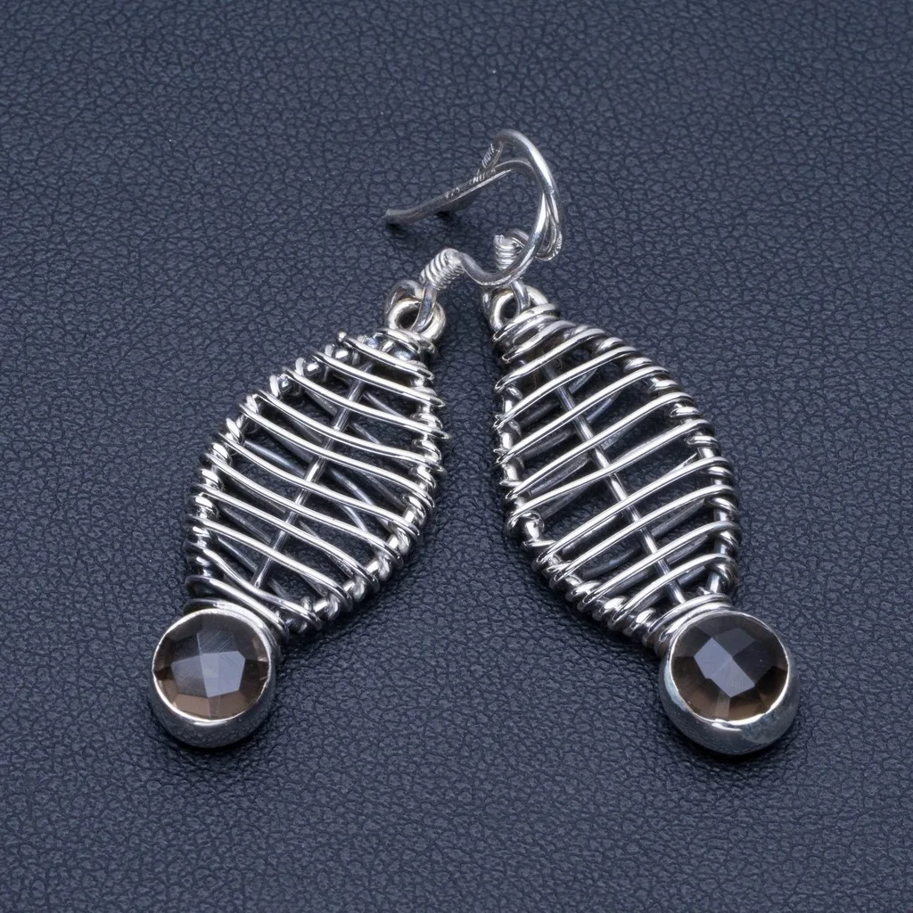 

Natural Smoky Quartz 925 Sterling Silver Earrings 1 1/2" Q1801