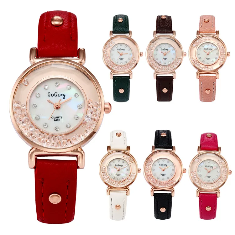 

Hot Sales Gogoey brand leather watches women ladies crystal Dress Quartz Wrist Watch Relojes Mujer go4405