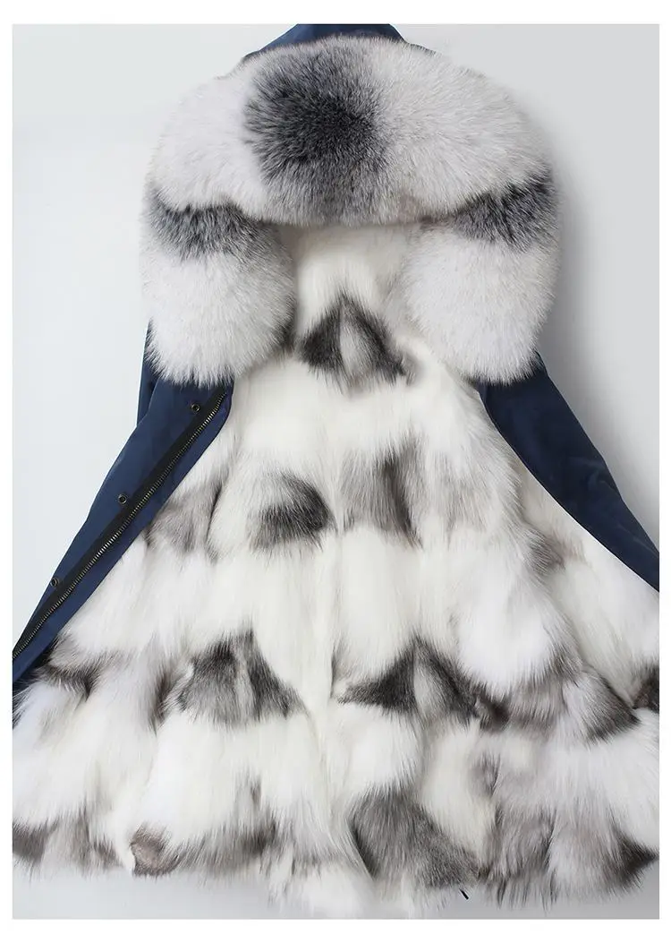 New Fashion Winter Women Real Fox Fur Coat Outerwear Female Naturel Fox Fur Collar Hooded Warm Thicken Jacket Plus Size H12